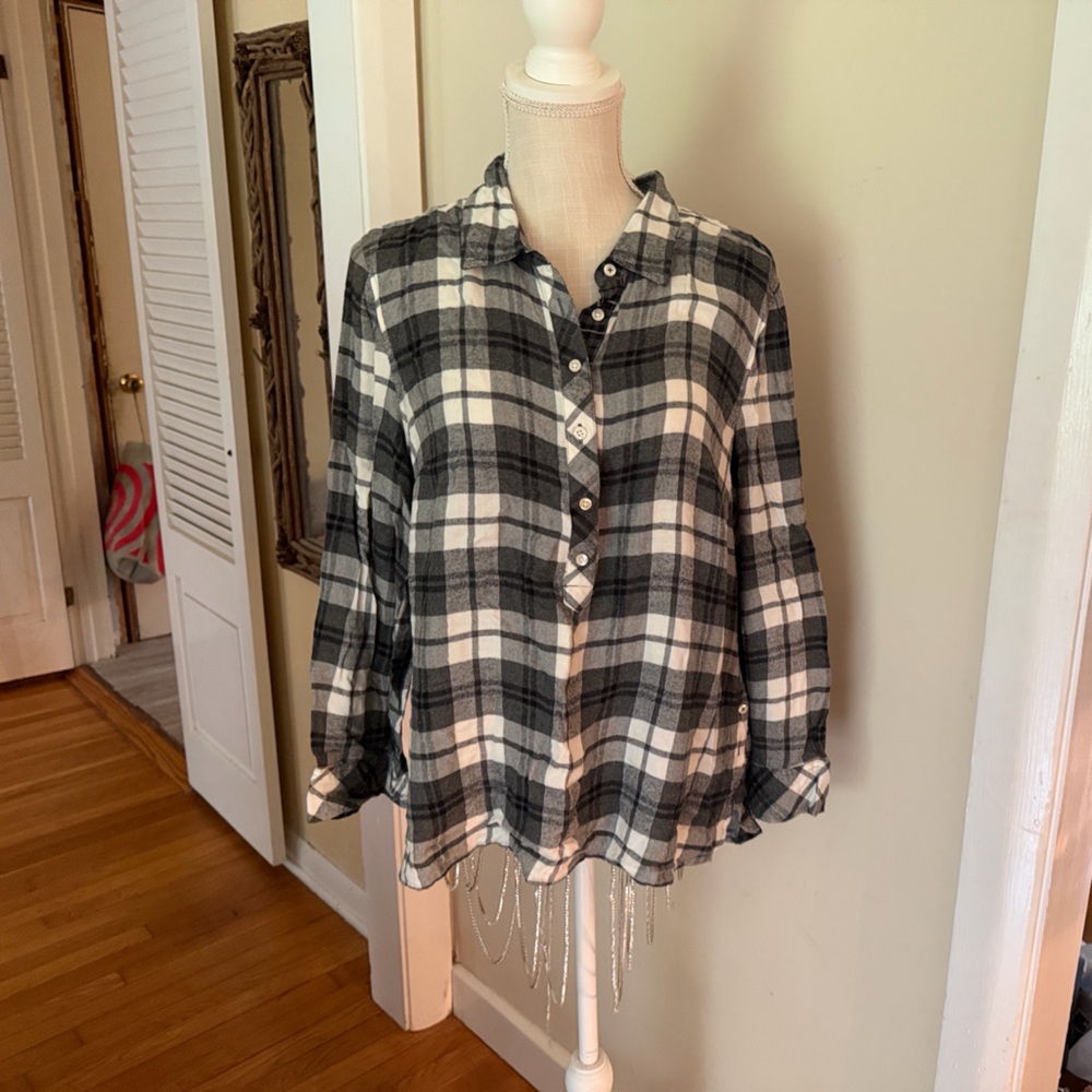 Talbots Black and Gray Plaid Tunic